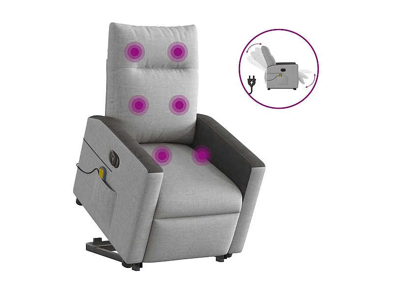 Fauteuil inclinable de massage électrique gris nuage tissu