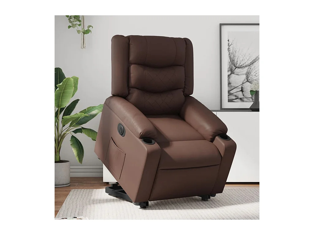 Fauteuil inclinable électrique marron similicuir