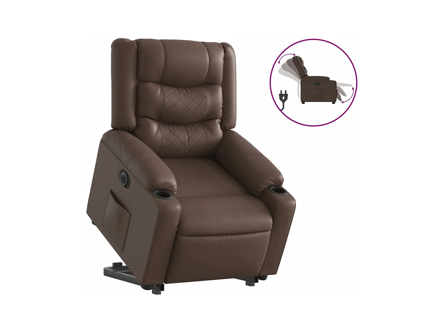 Fauteuil inclinable électrique marron similicuir