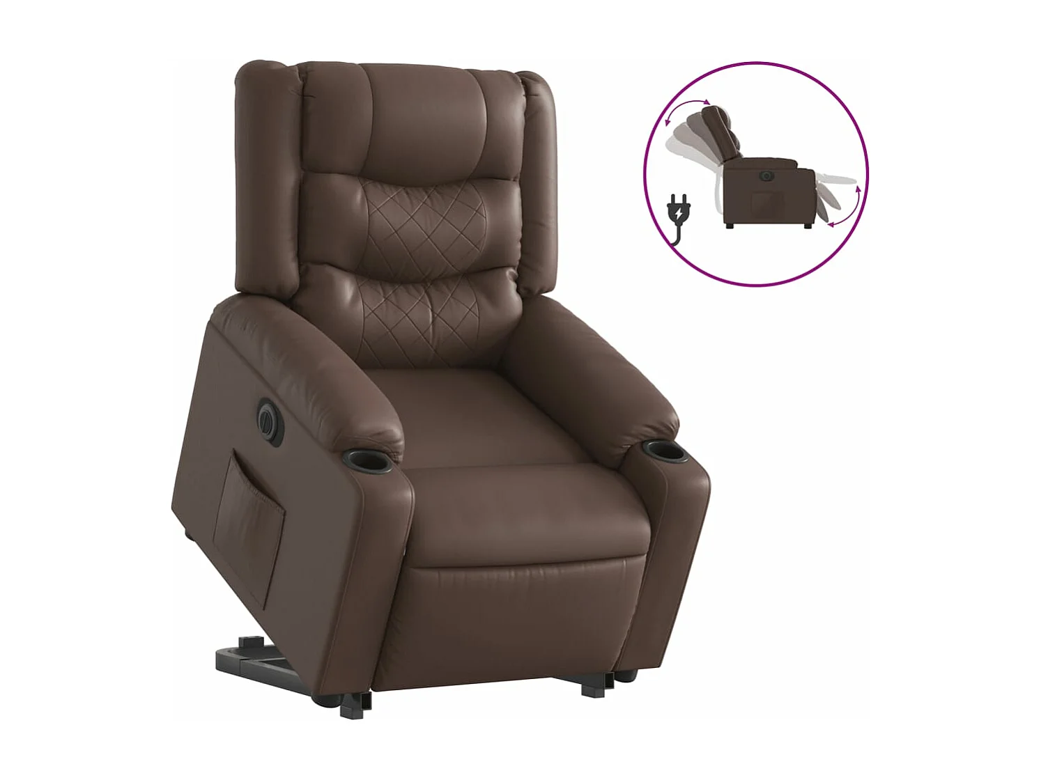 Fauteuil inclinable électrique marron similicuir