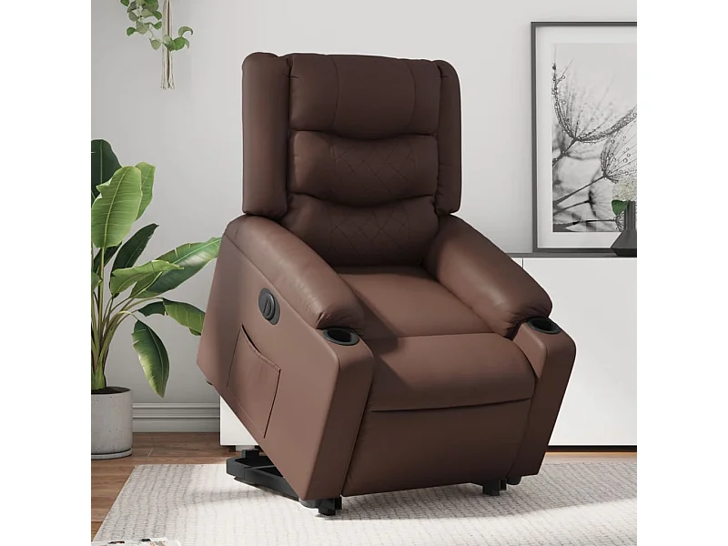 Fauteuil inclinable électrique marron similicuir