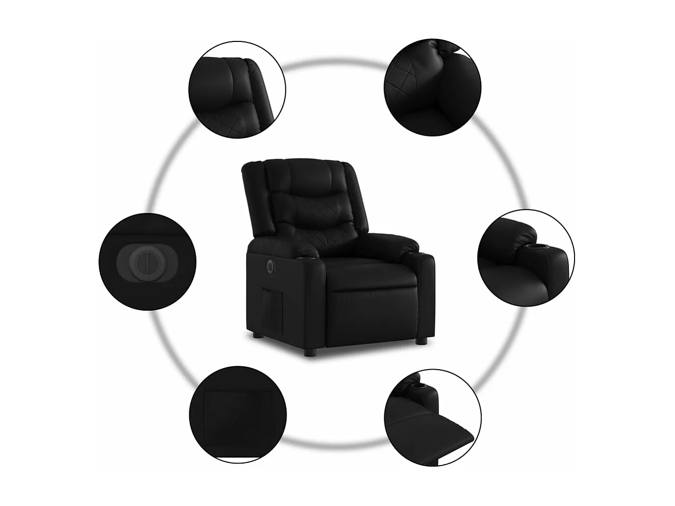 Fauteuil inclinable électrique Noir Similicuir