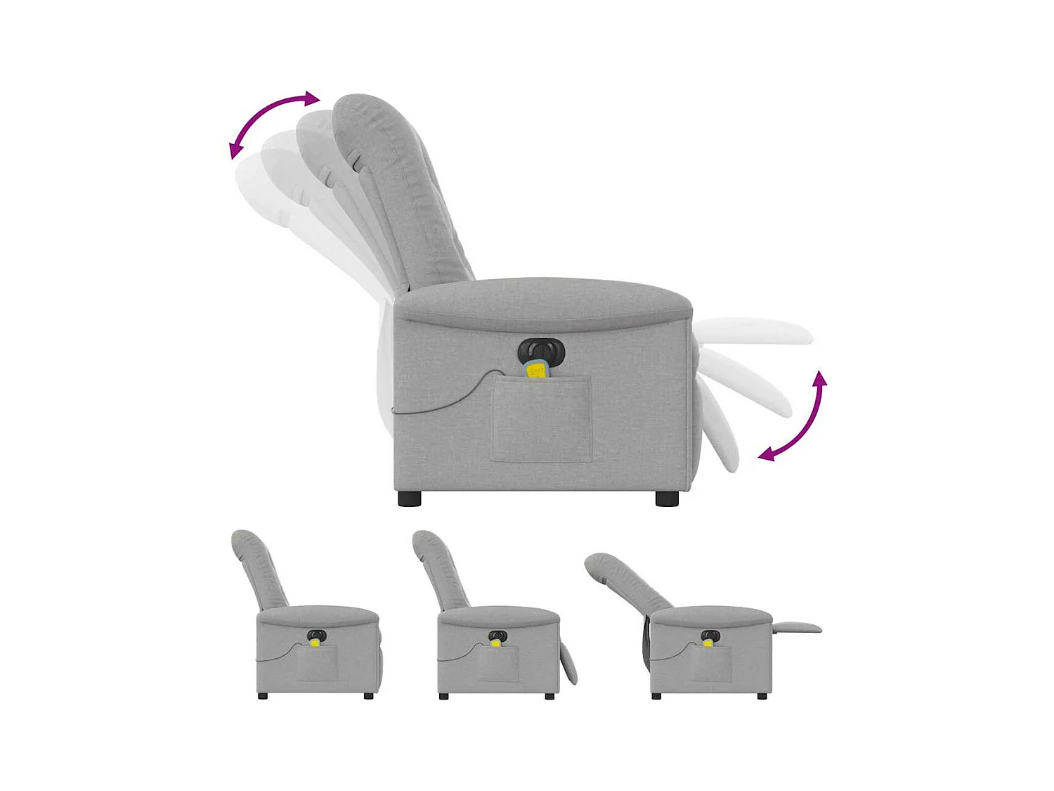 Fauteuil de massage inclinable électrique gris nuage tissu