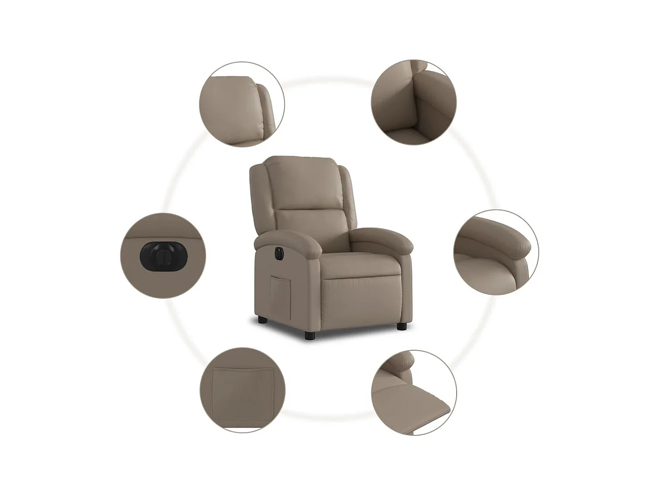 Poltrona reclinabile elettrica in similpelle Cappuccino