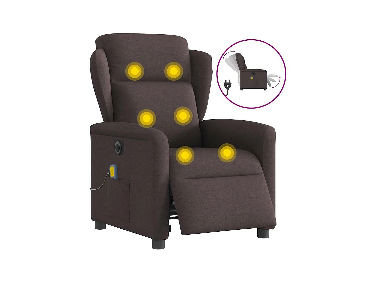 Elektrischer Liegemassagesessel, dunkelbrauner Stoff