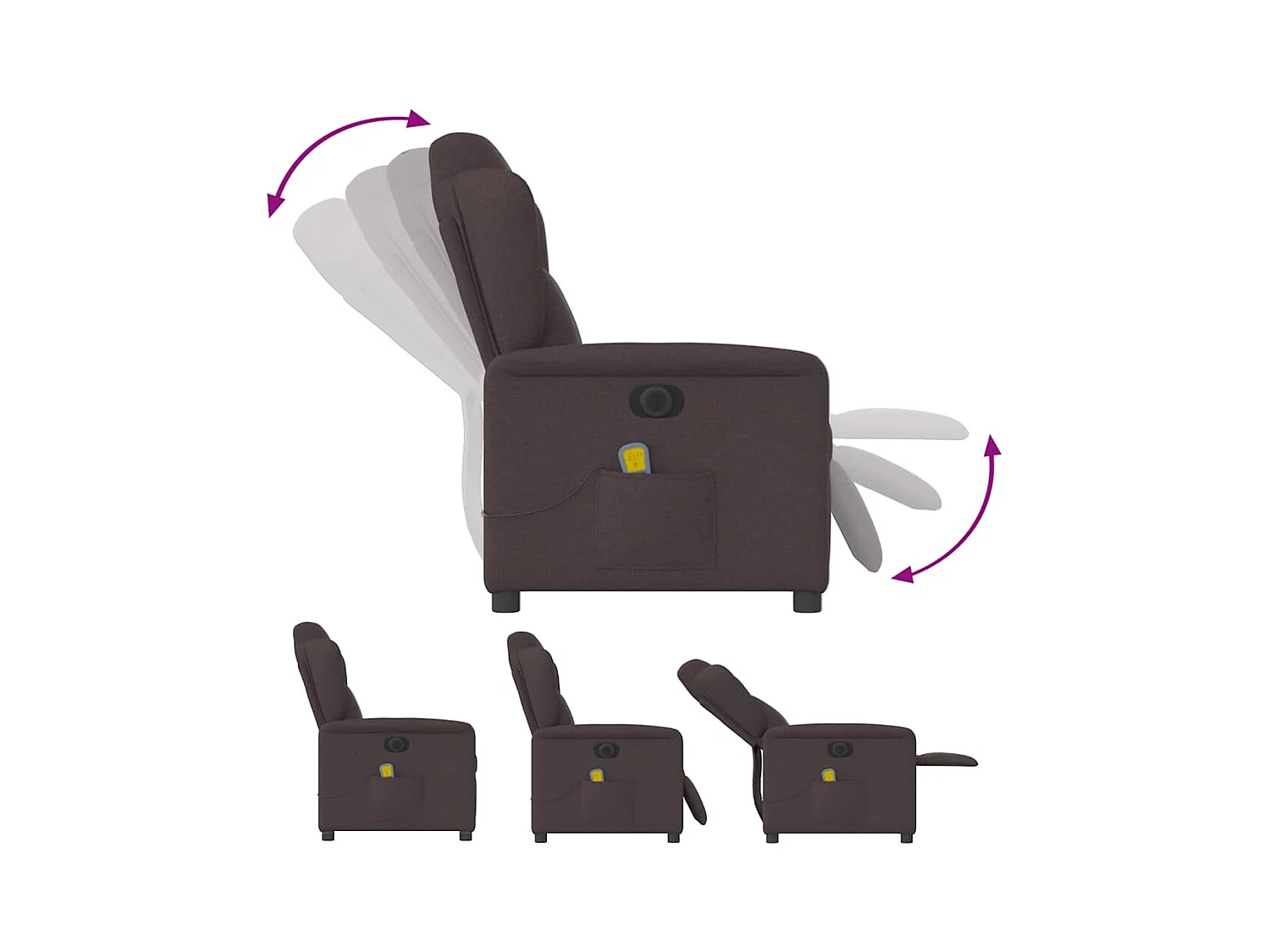 Elektrischer Liegemassagesessel, dunkelbrauner Stoff