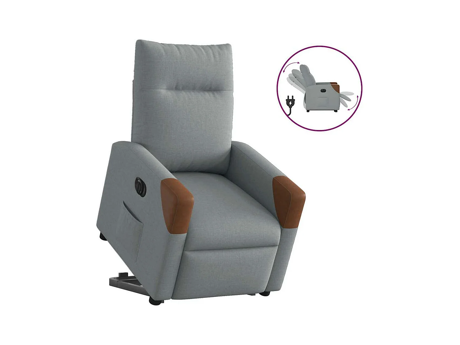 Fauteuil inclinable électrique gris clair tissu
