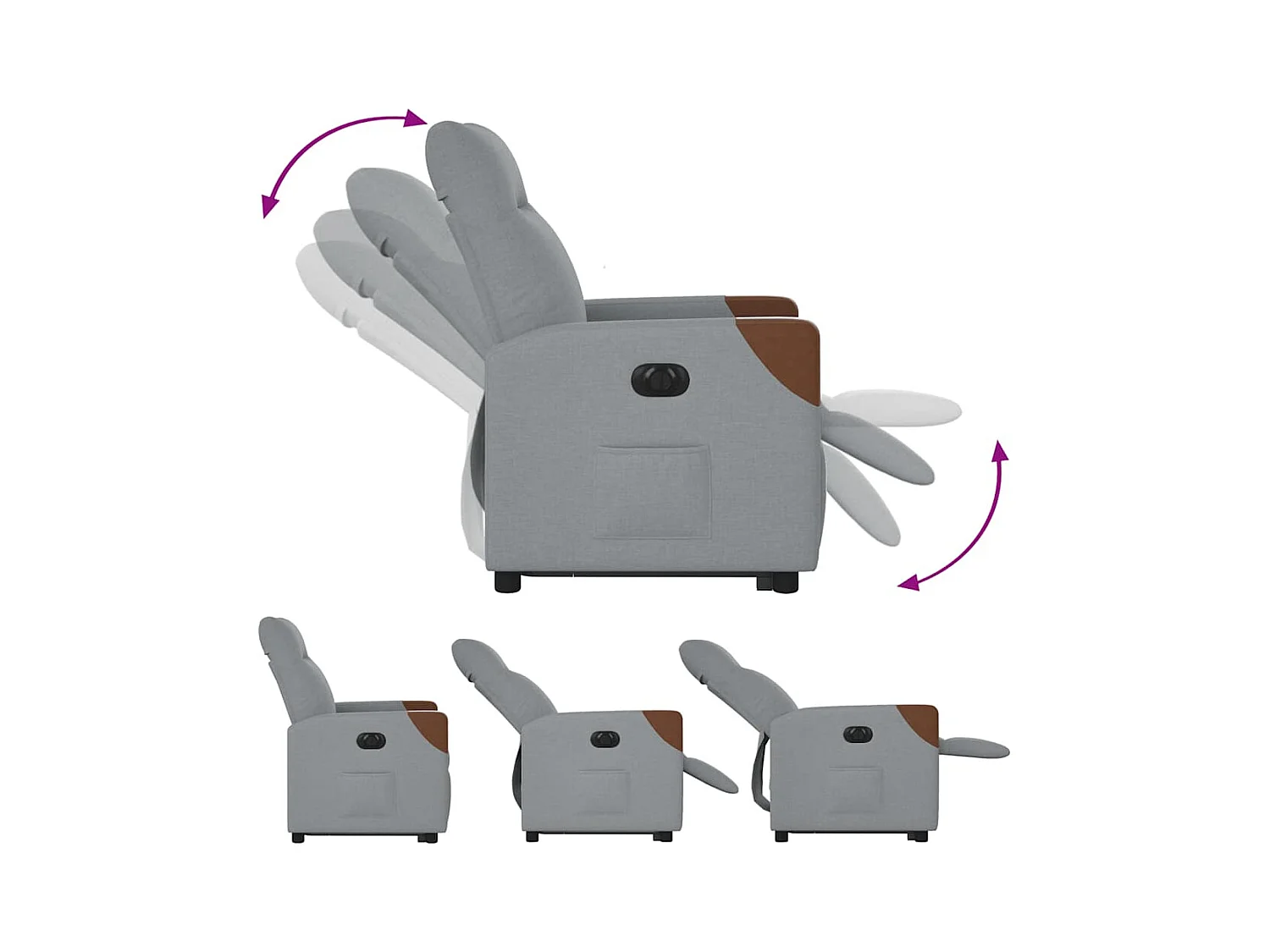 Fauteuil inclinable électrique gris clair tissu