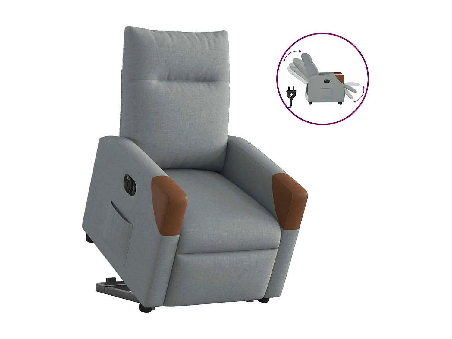 Fauteuil inclinable électrique gris clair tissu