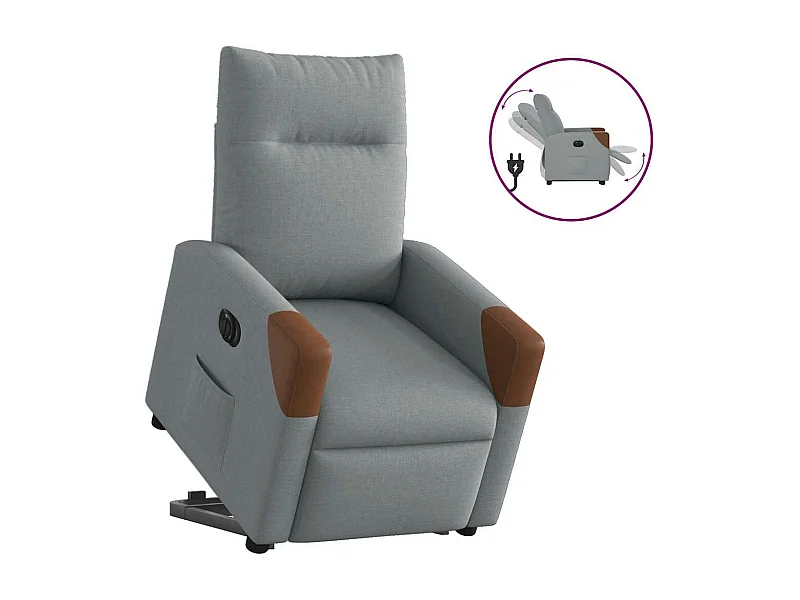 Fauteuil inclinable électrique gris clair tissu