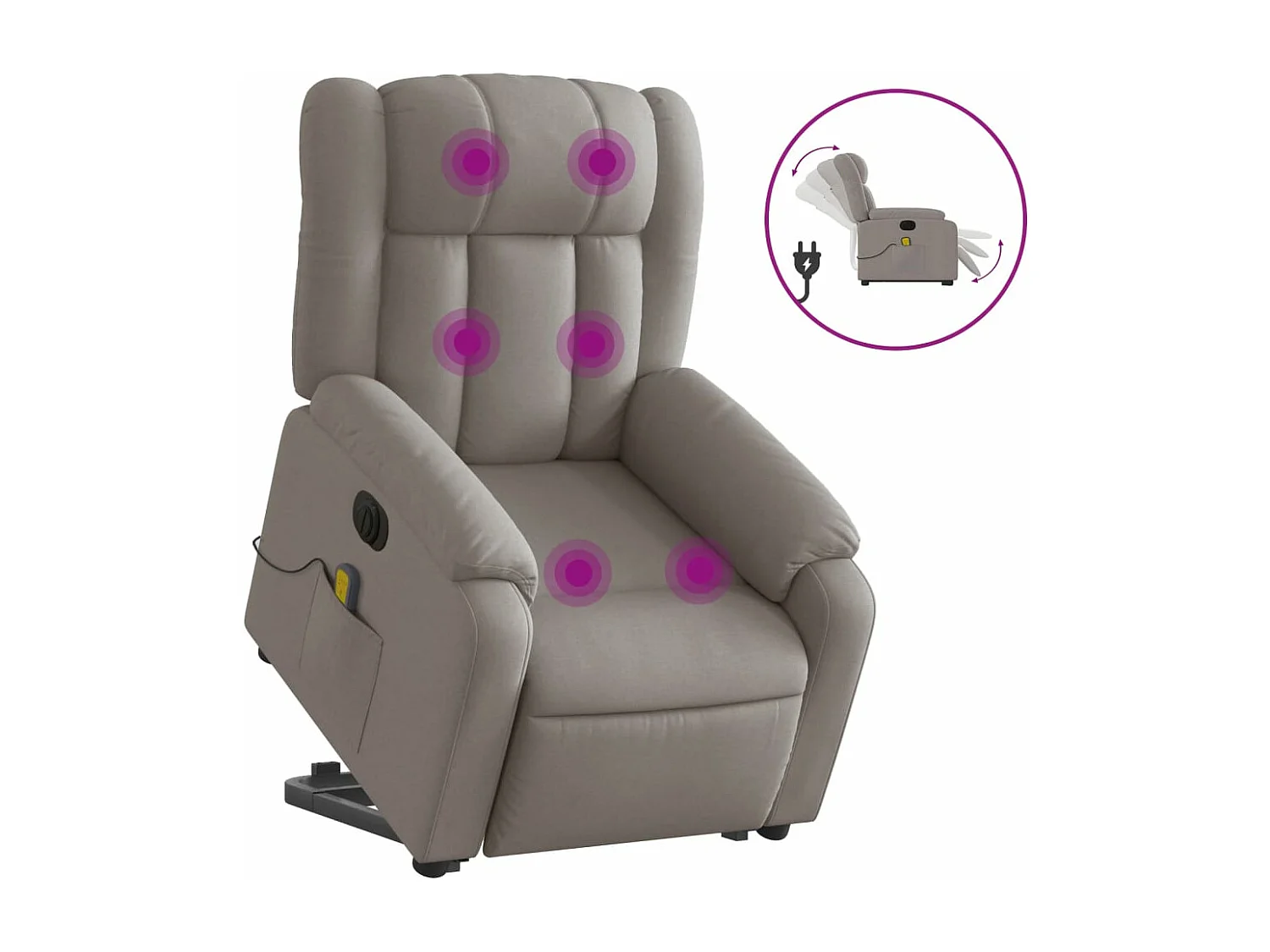 Fauteuil inclinable de massage électrique Taupe Tissu