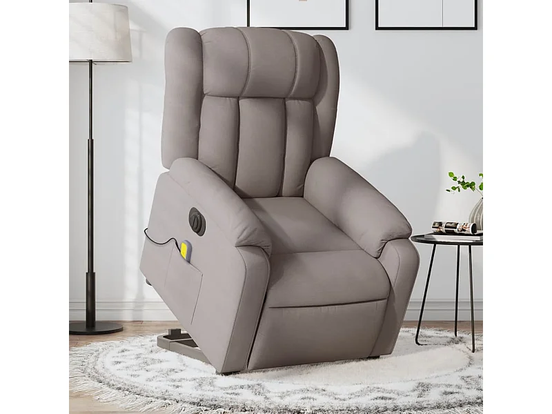 Fauteuil inclinable de massage électrique Taupe Tissu