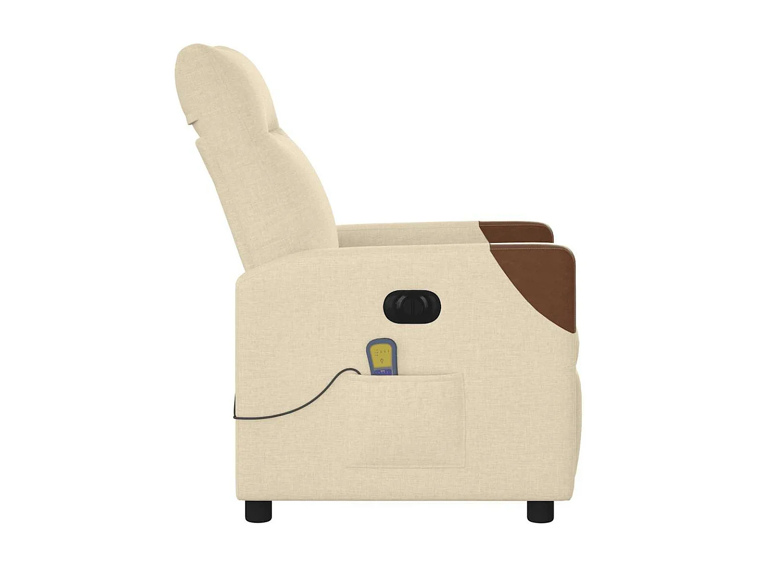 Fauteuil inclinable de massage électrique crème tissu