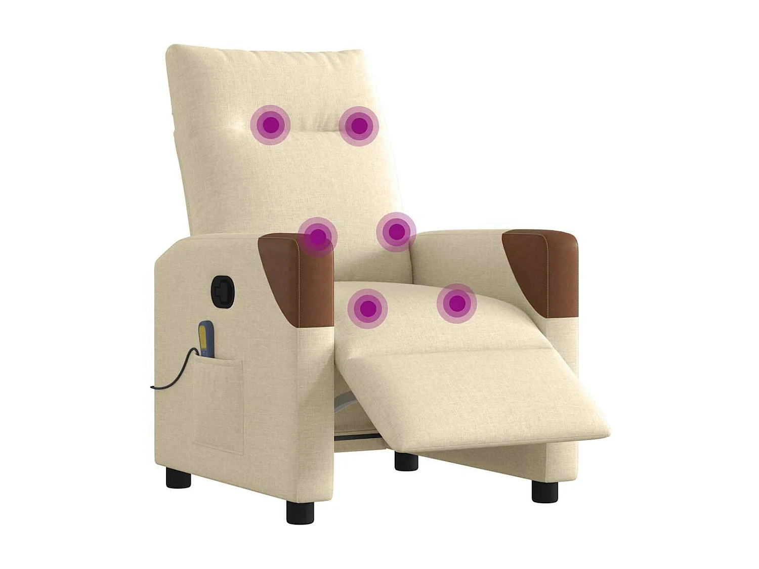 Fauteuil inclinable de massage électrique crème tissu