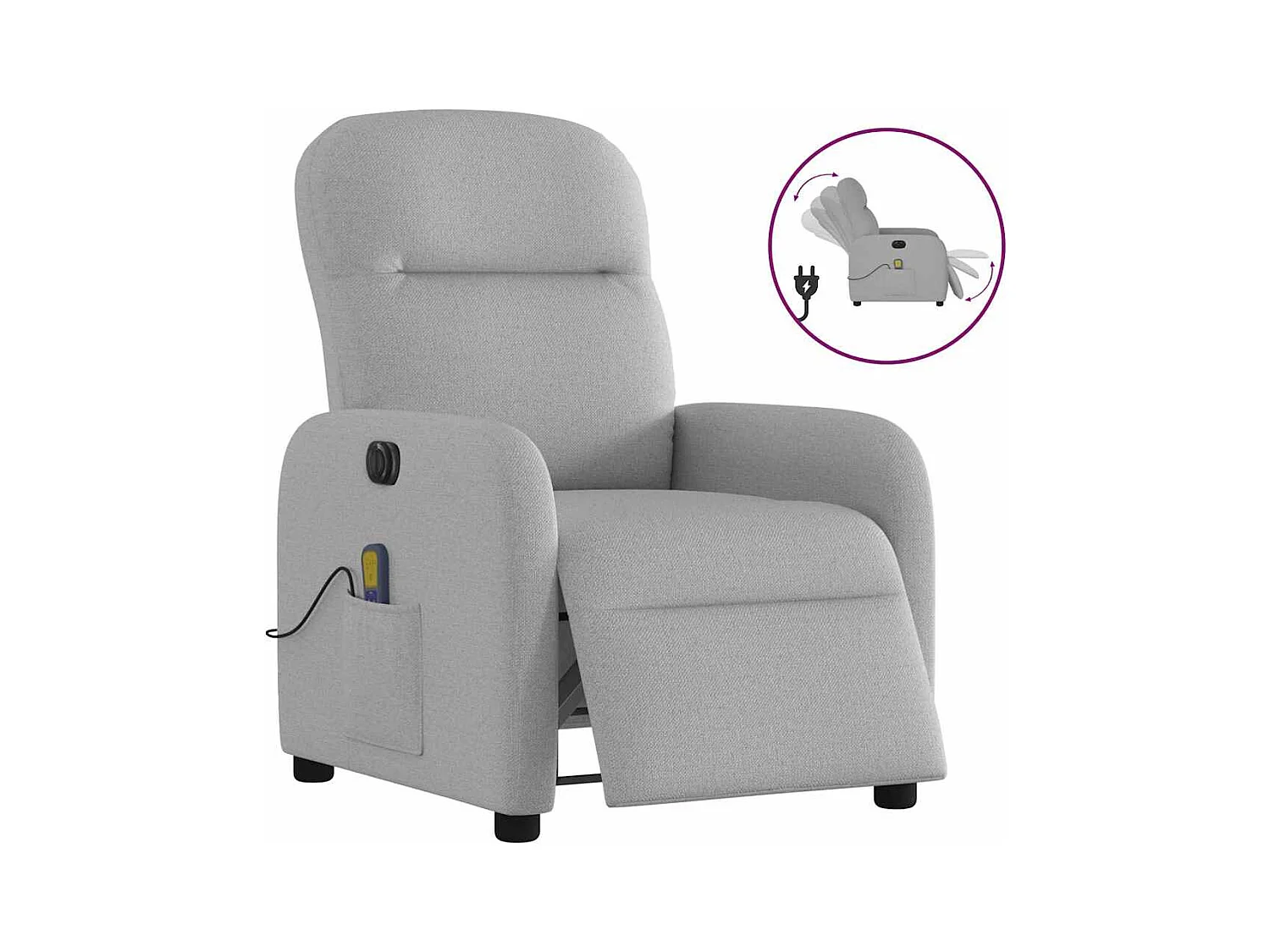 Fauteuil de massage inclinable électrique gris nuage tissu