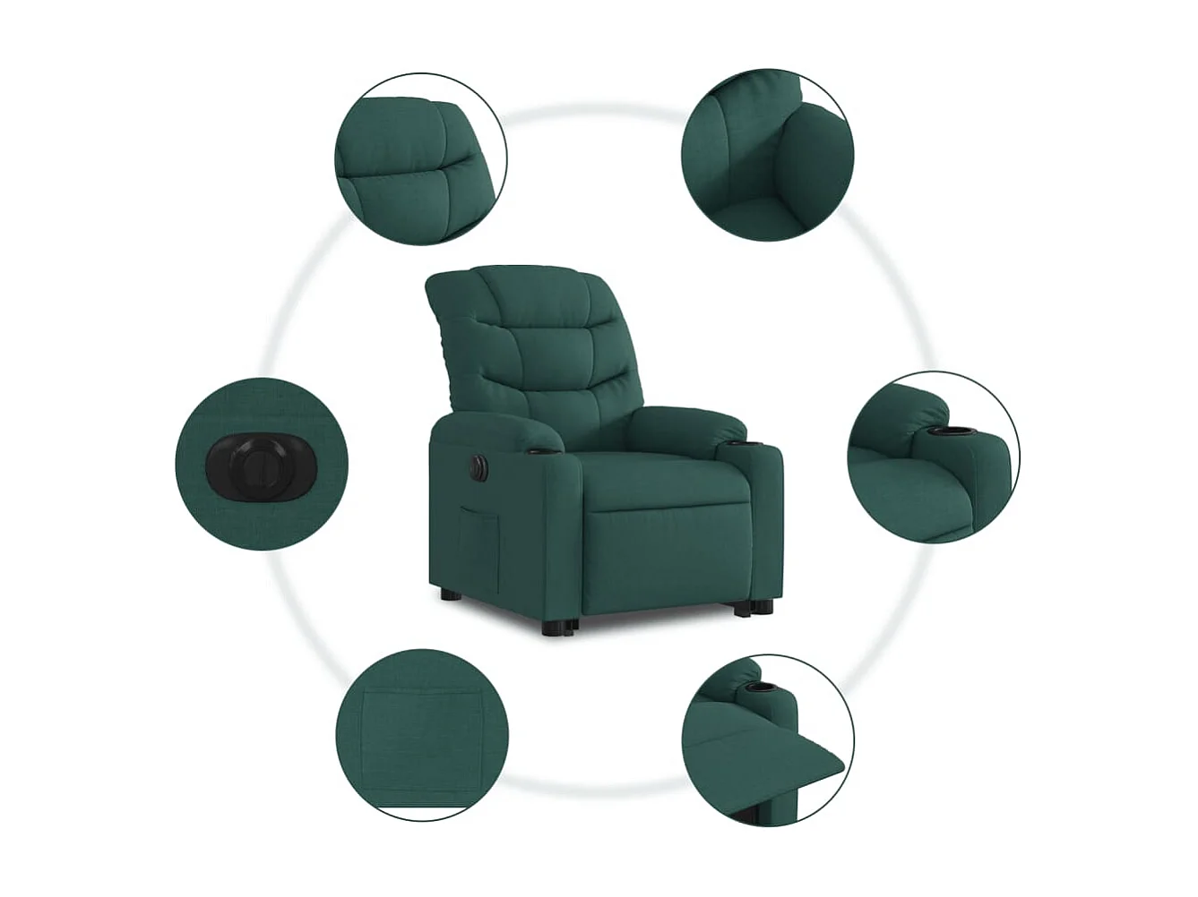 Fauteuil inclinable électrique vert foncé tissu