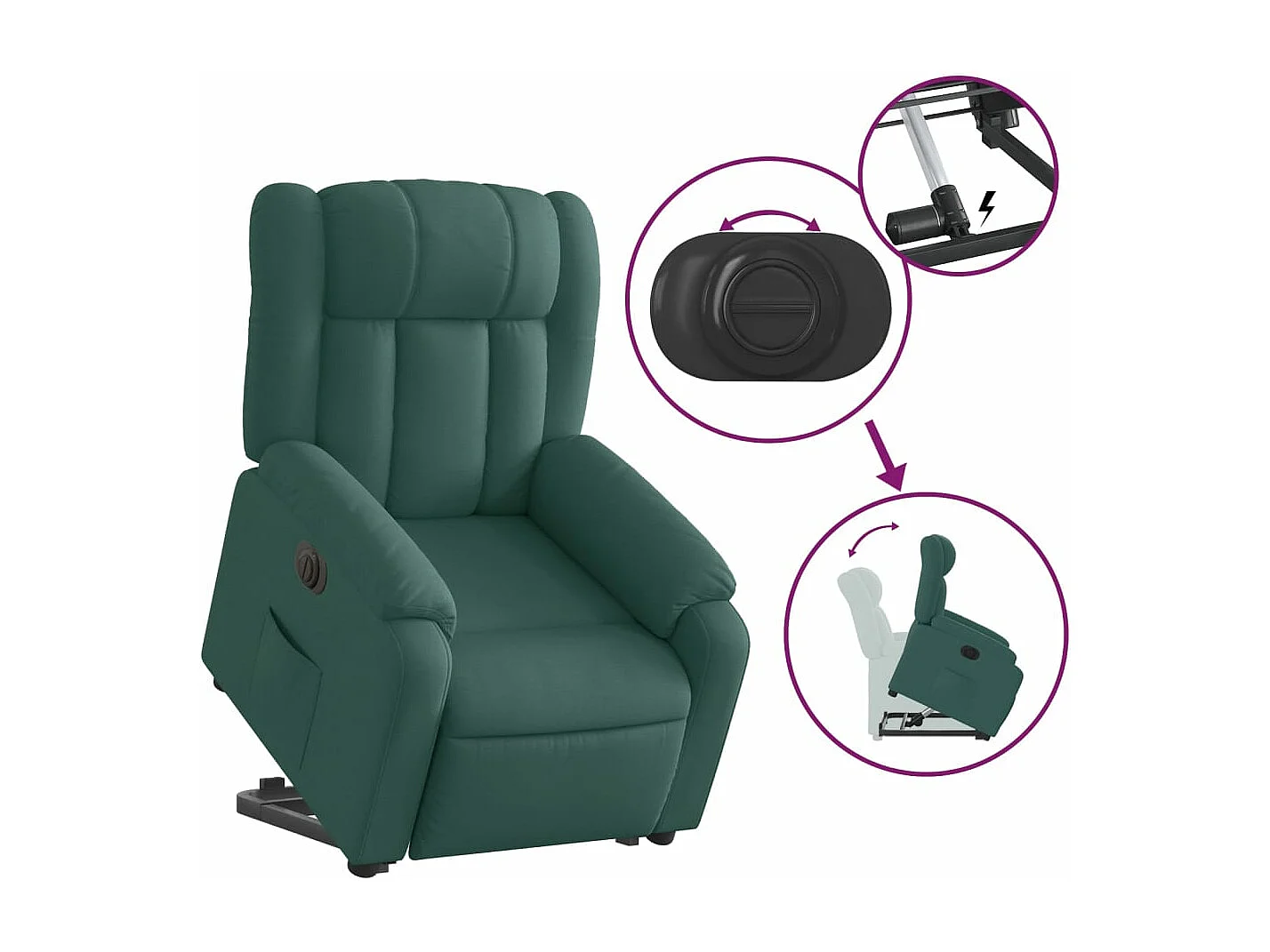 Fauteuil inclinable électrique vert foncé tissu