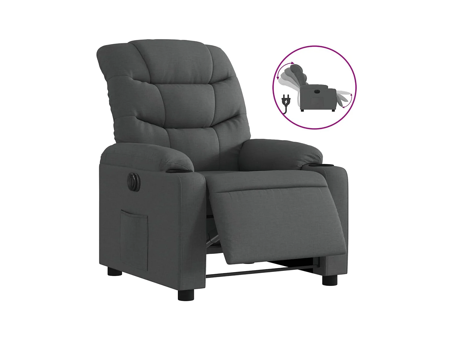 Fauteuil inclinable électrique Gris foncé Tissu