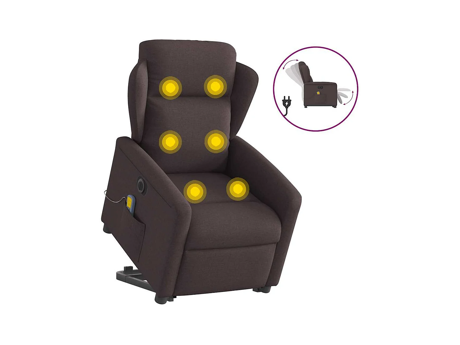 Elektrischer Massagesessel mit dunkelbraunem Stoff