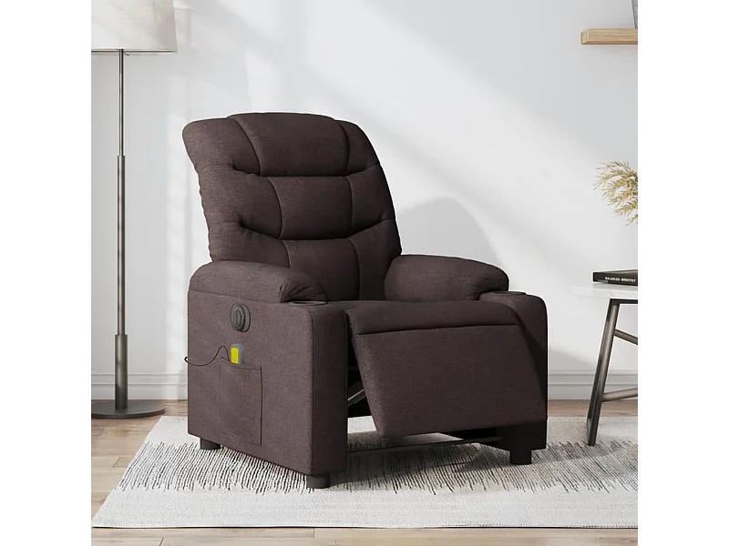 Fauteuil de massage inclinable électrique Marron foncé Tissu
