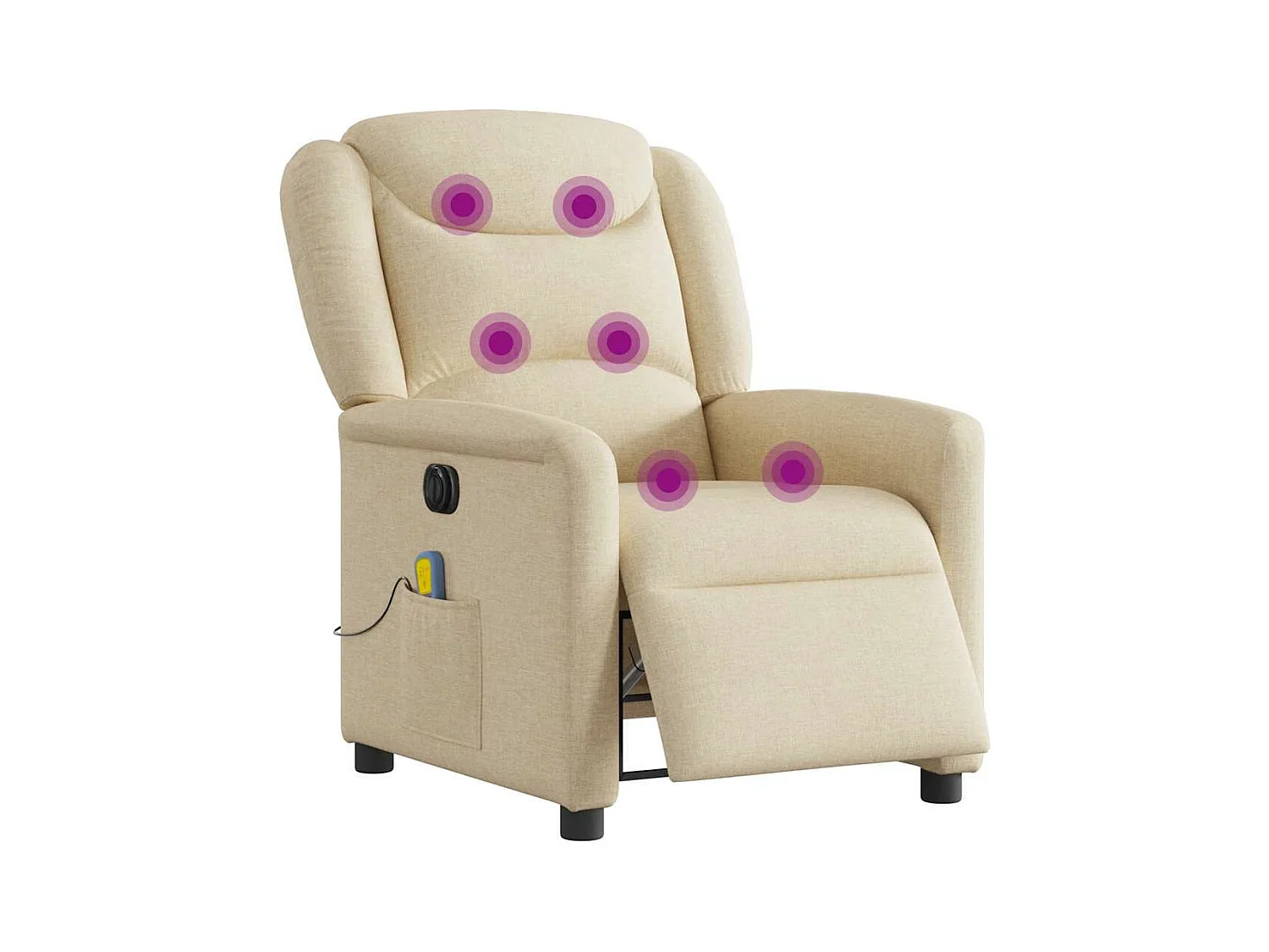 Fauteuil inclinable de massage électrique crème tissu