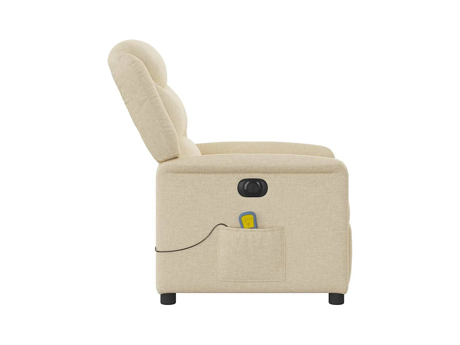 Fauteuil inclinable de massage électrique crème tissu