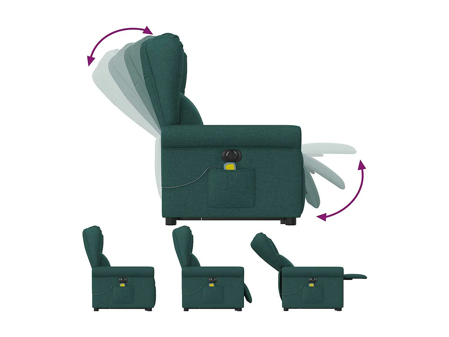 Fauteuil inclinable de massage électrique Vert foncé Tissu