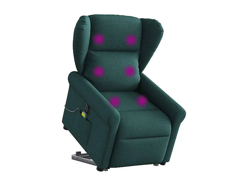 Fauteuil inclinable de massage électrique Vert foncé Tissu