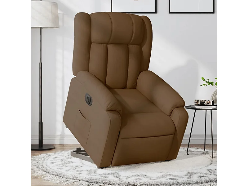 Fauteuil inclinable électrique marron tissu