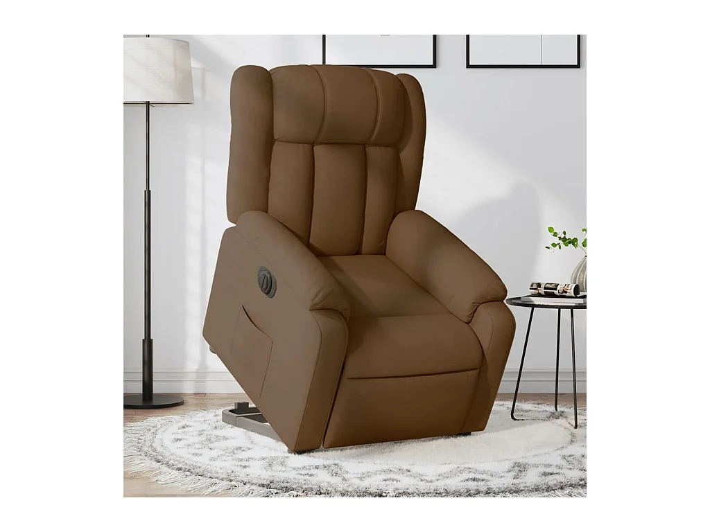 Fauteuil inclinable électrique marron tissu