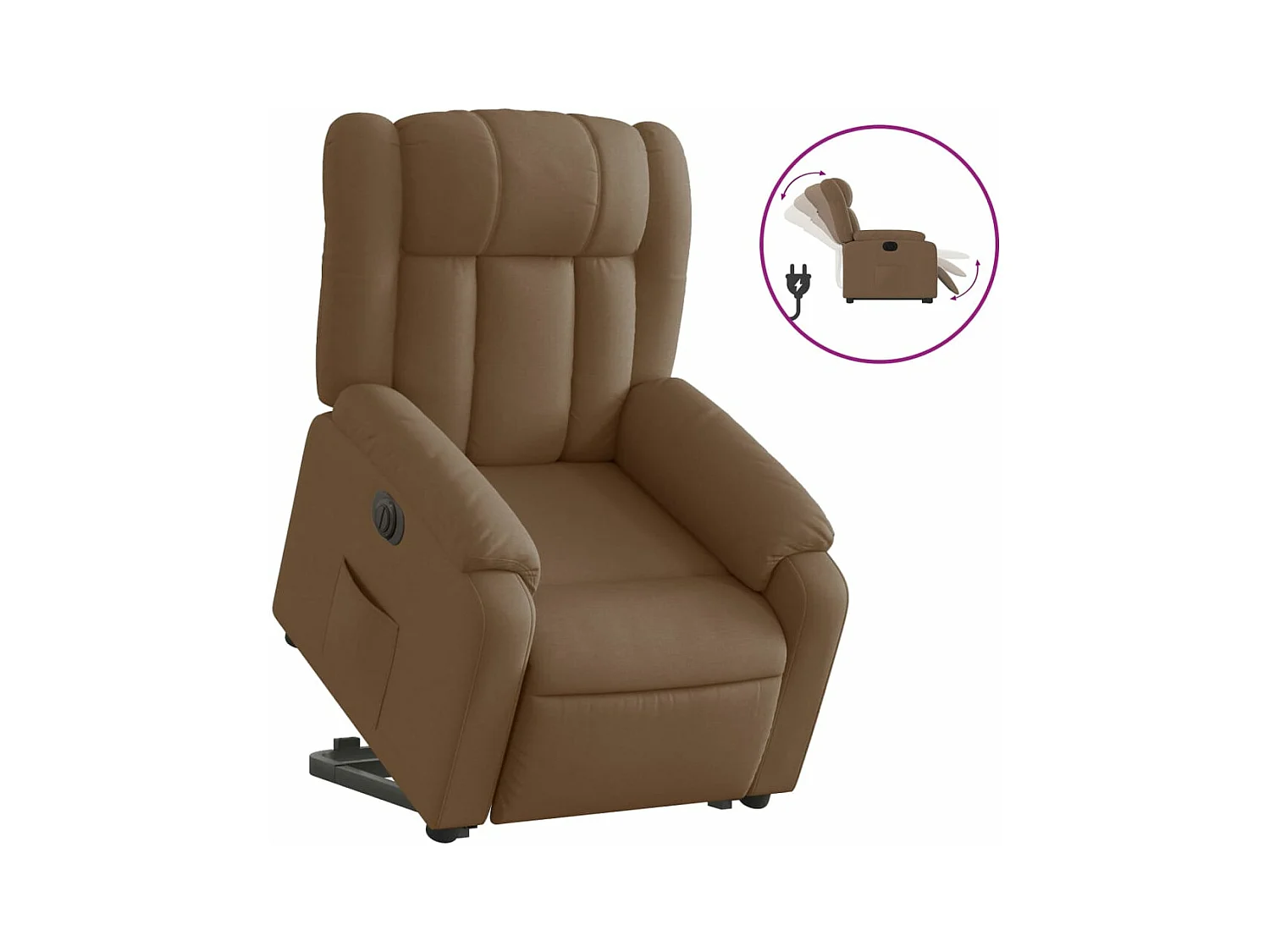 Fauteuil inclinable électrique marron tissu