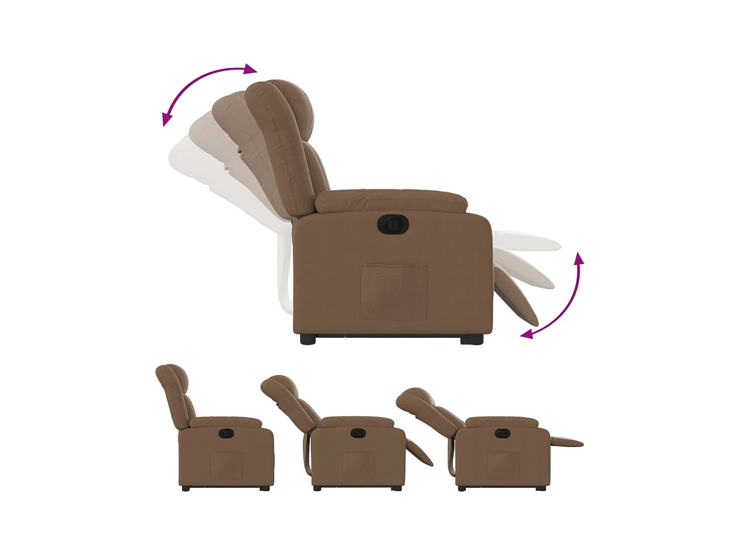 Fauteuil inclinable électrique marron tissu