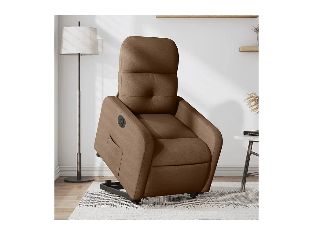 Fauteuil inclinable électrique marron tissu