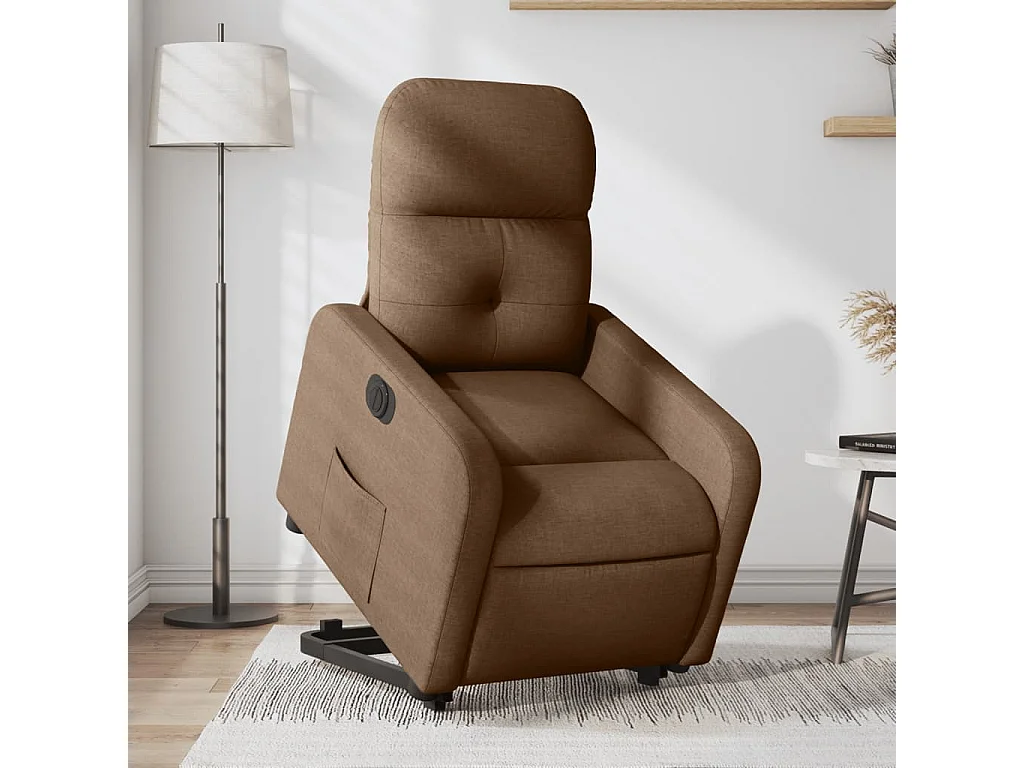 Fauteuil inclinable électrique marron tissu