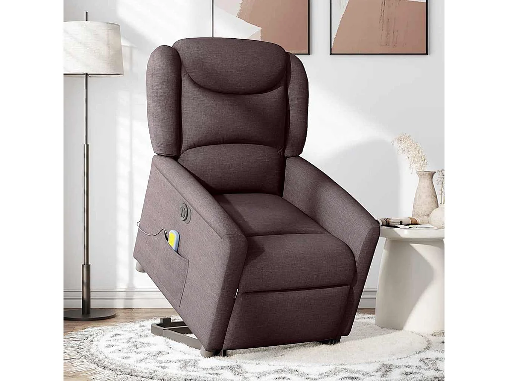 Fauteuil inclinable de massage électrique Marron foncé Tissu