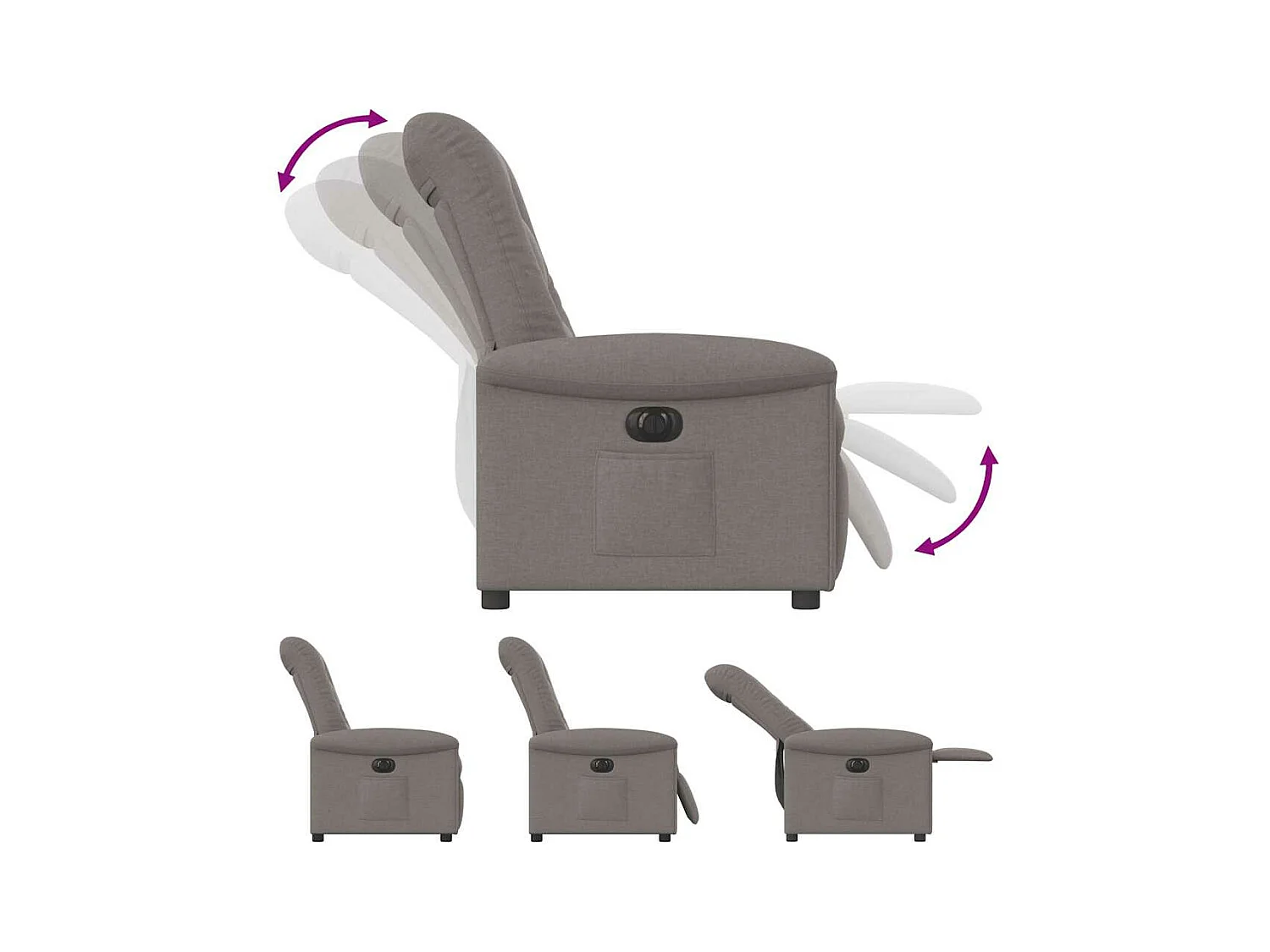 Elektrischer Ruhesessel aus taupefarbenem Stoff