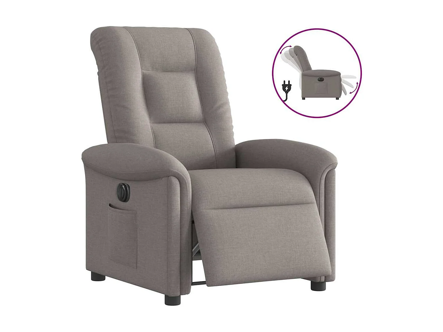 Fauteuil inclinable électrique Taupe Tissu