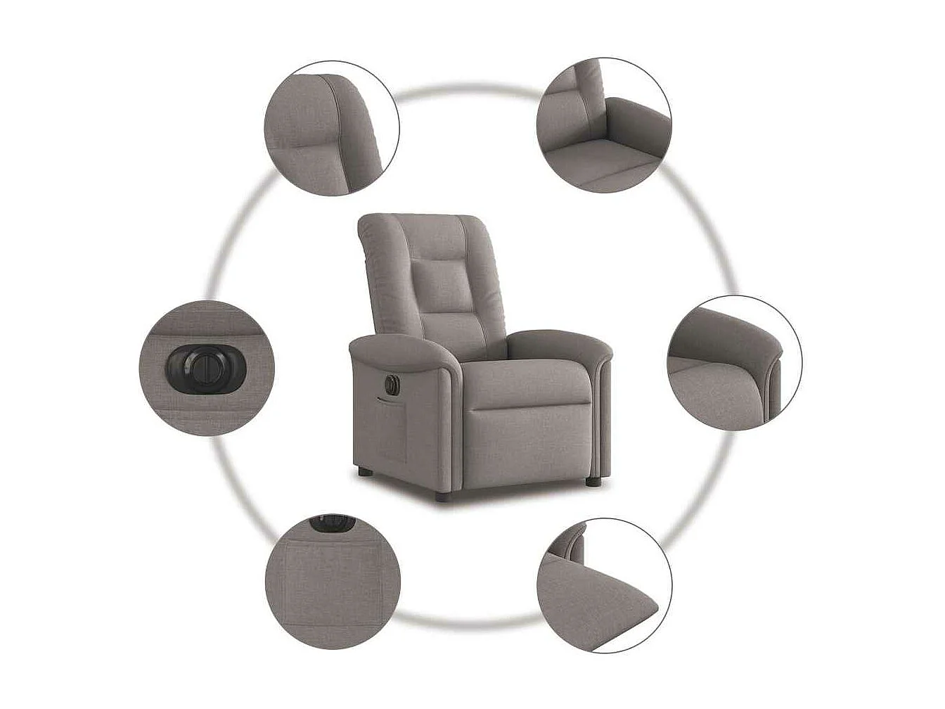 Fauteuil inclinable électrique Taupe Tissu