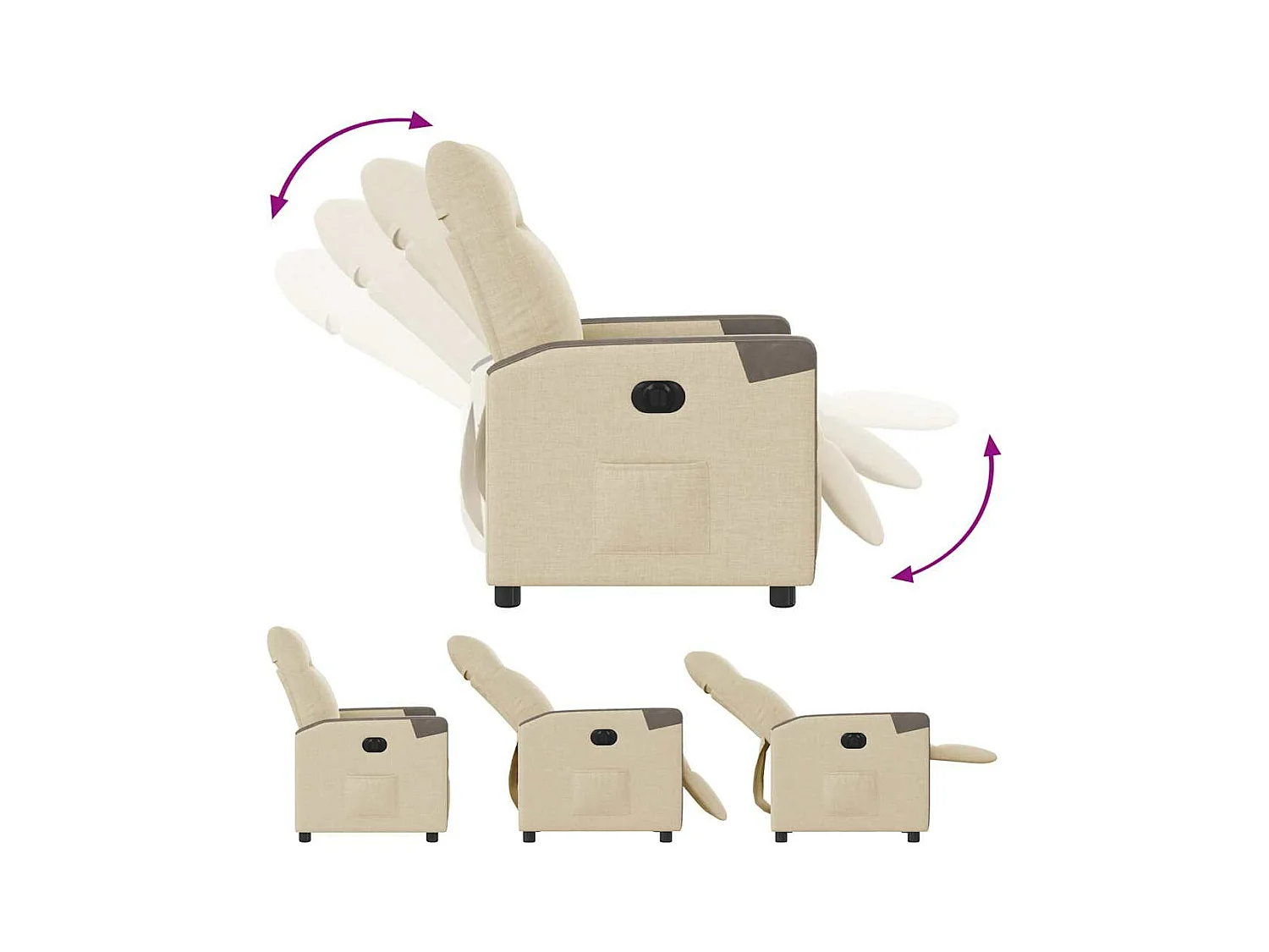 Fauteuil inclinable électrique Crème Tissu