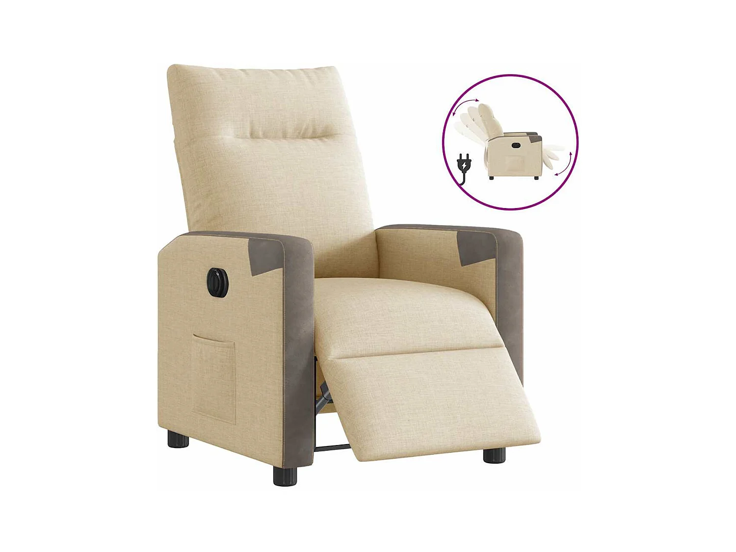 Fauteuil inclinable électrique Crème Tissu