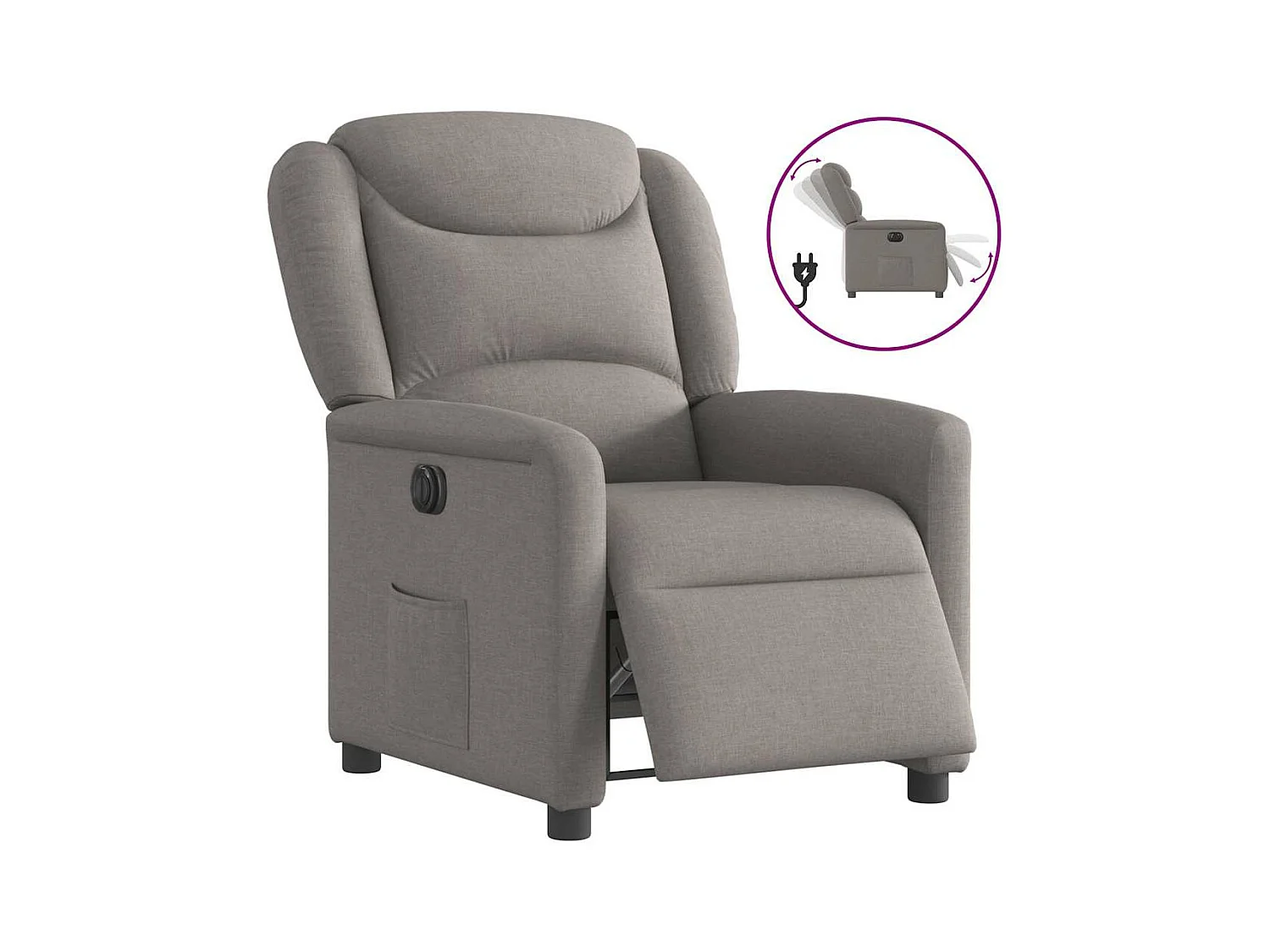 Fauteuil inclinable électrique Taupe Tissu