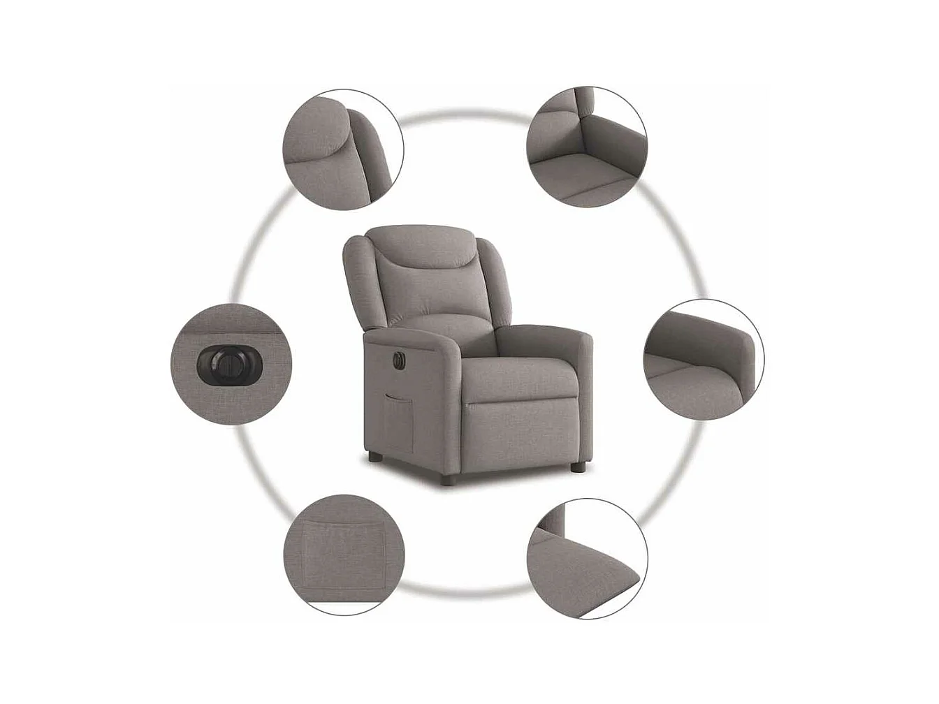 Fauteuil inclinable électrique Taupe Tissu