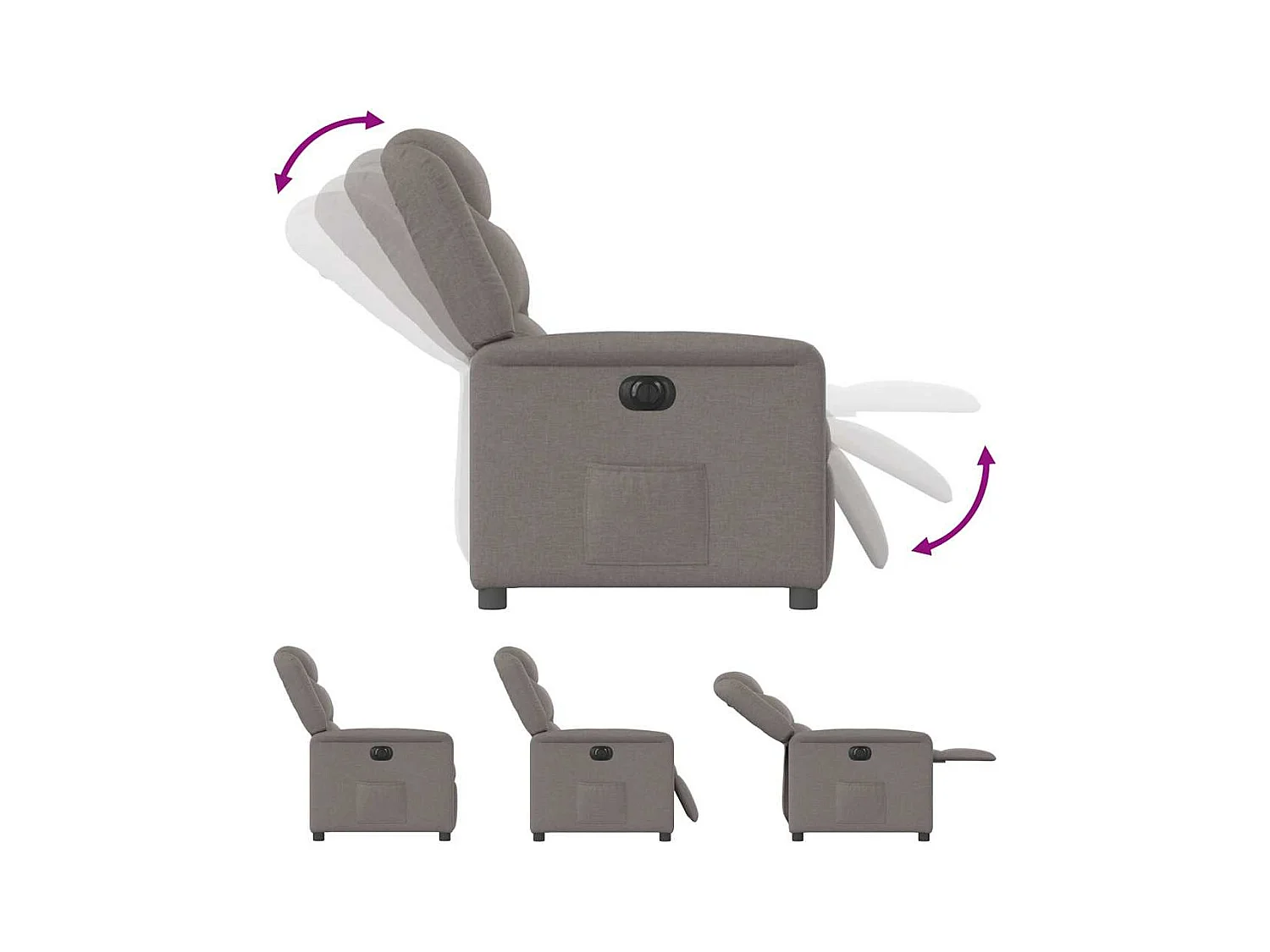 Fauteuil inclinable électrique Taupe Tissu
