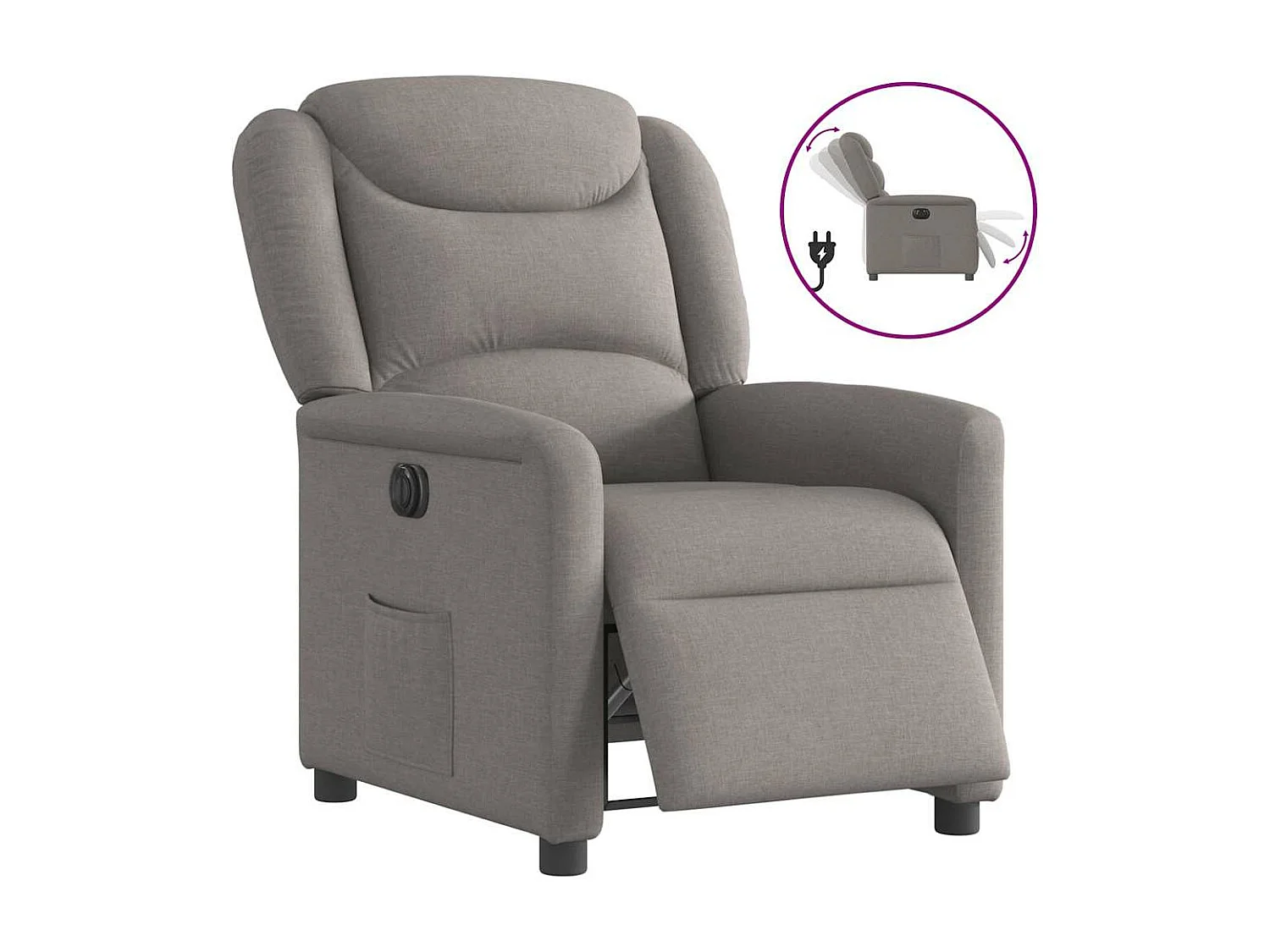 Fauteuil inclinable électrique Taupe Tissu