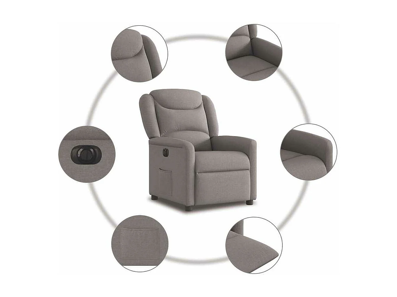Fauteuil inclinable électrique Taupe Tissu