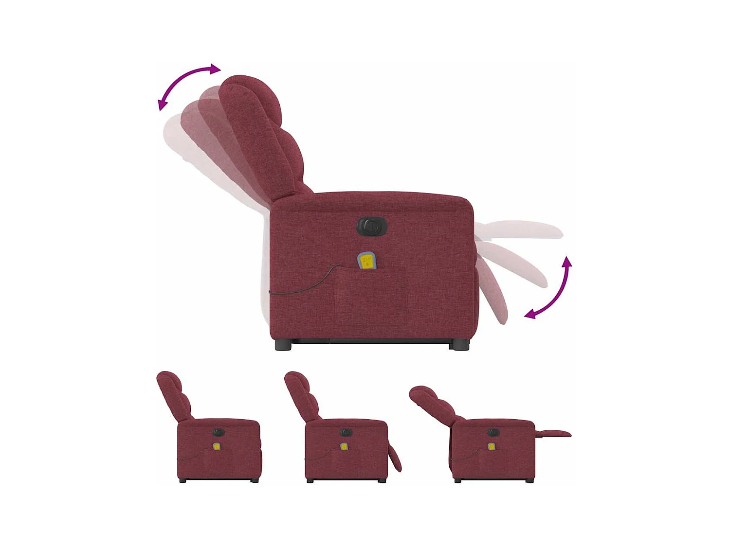 Fauteuil inclinable de massage électrique Rouge bordeaux Tissu