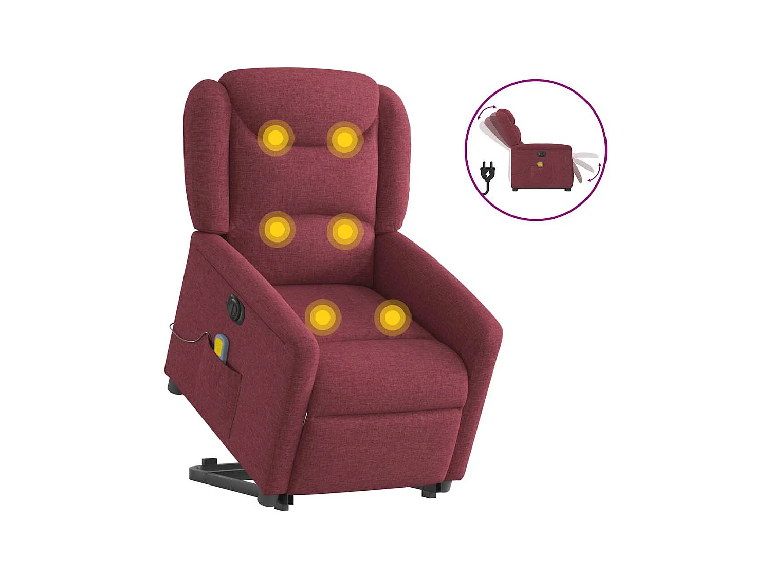 Poltrona reclinabile per massaggio elettrico in tessuto rosso bordeaux