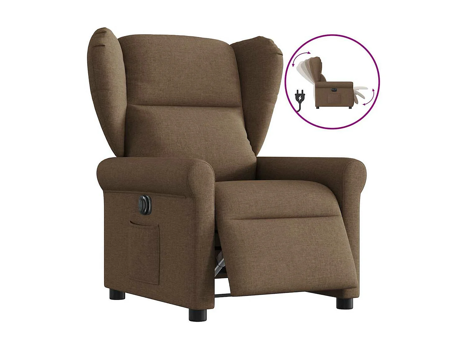 Fauteuil inclinable électrique Marron Tissu