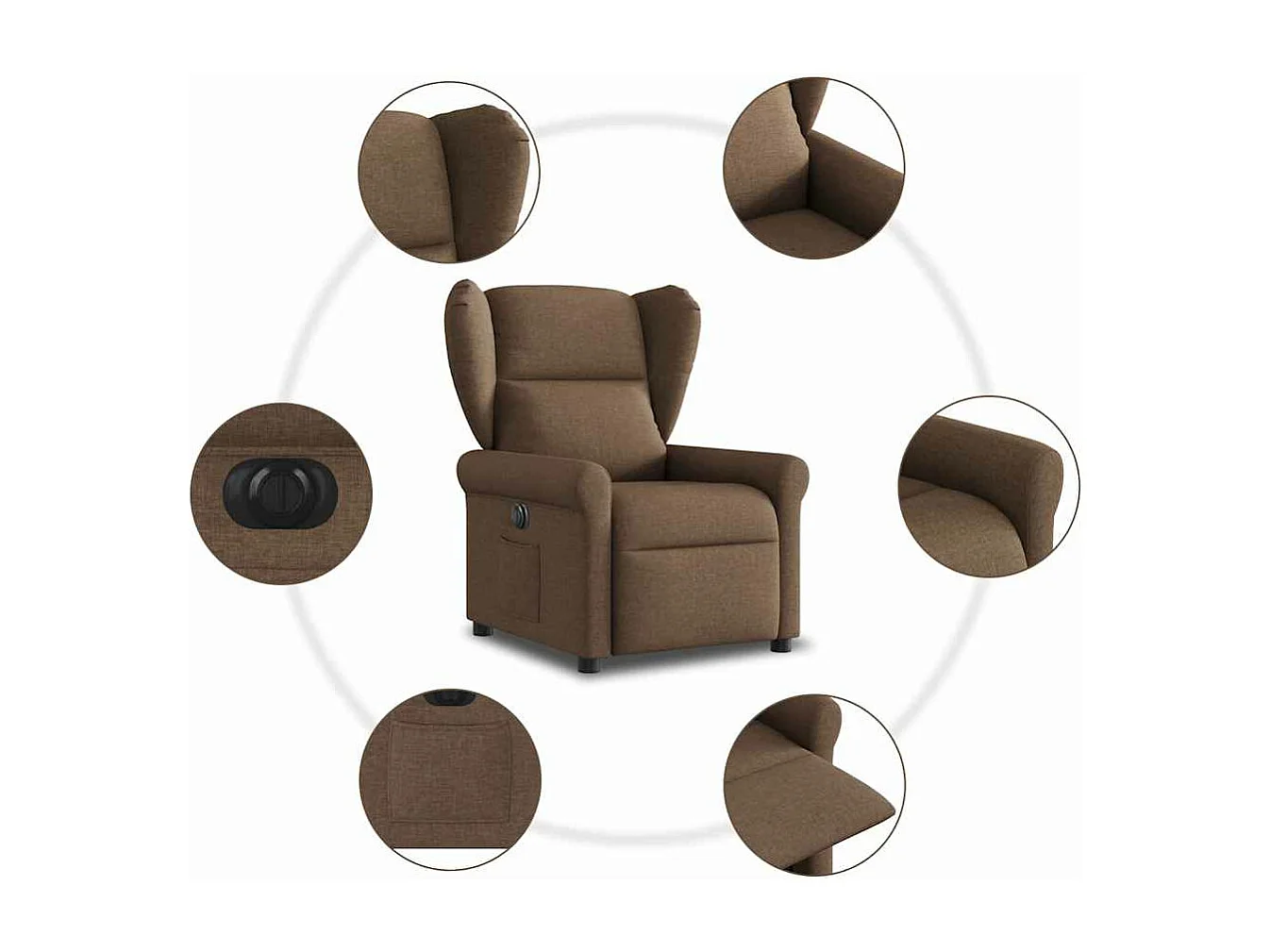 Fauteuil inclinable électrique Marron Tissu