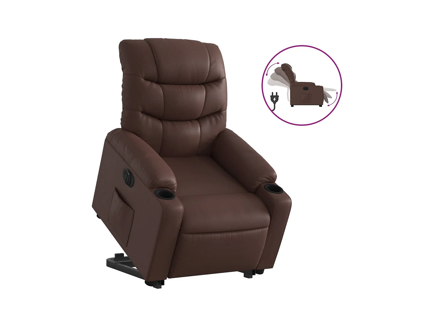 Fauteuil inclinable électrique marron similicuir